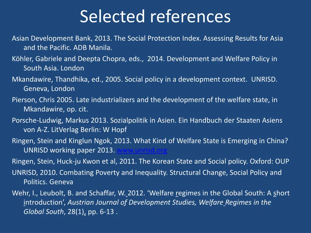 selected references