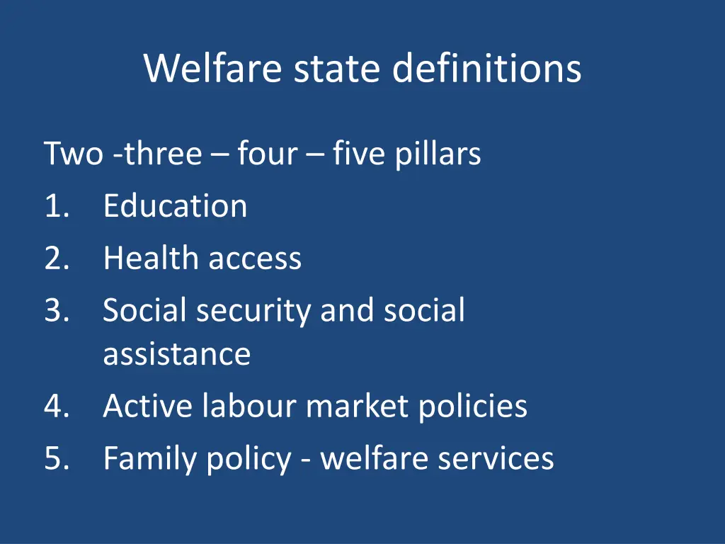 welfare state definitions
