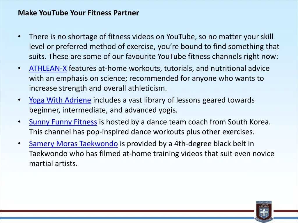 make youtube your fitness partner