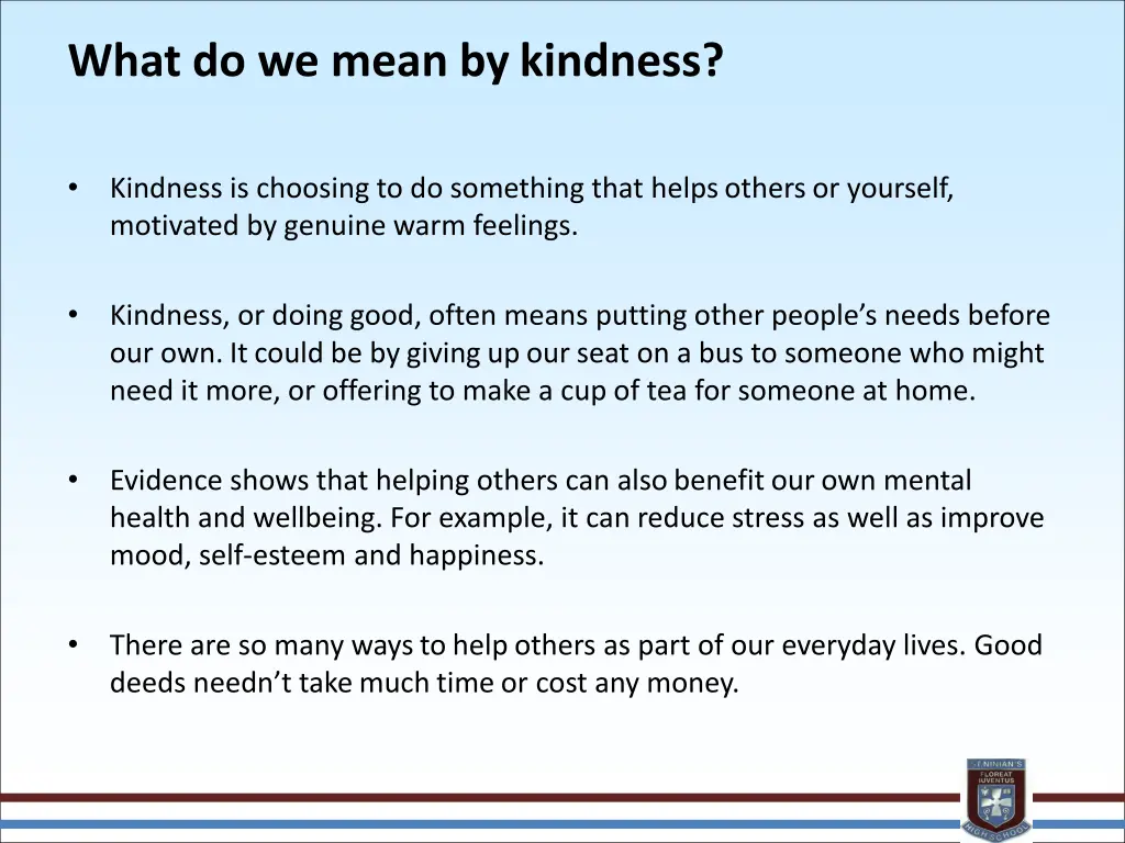 what do we mean bykindness