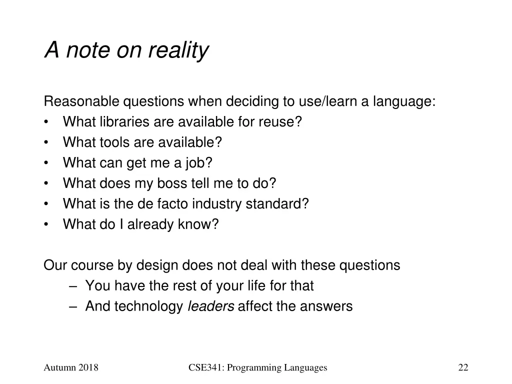 a note on reality