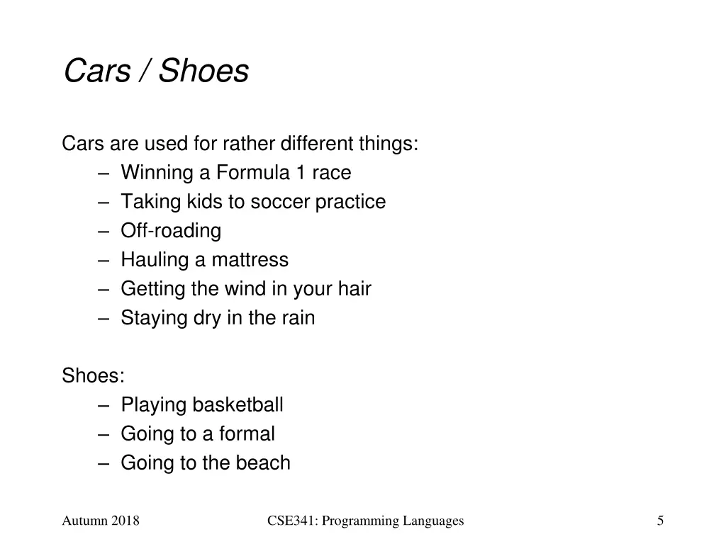 cars shoes