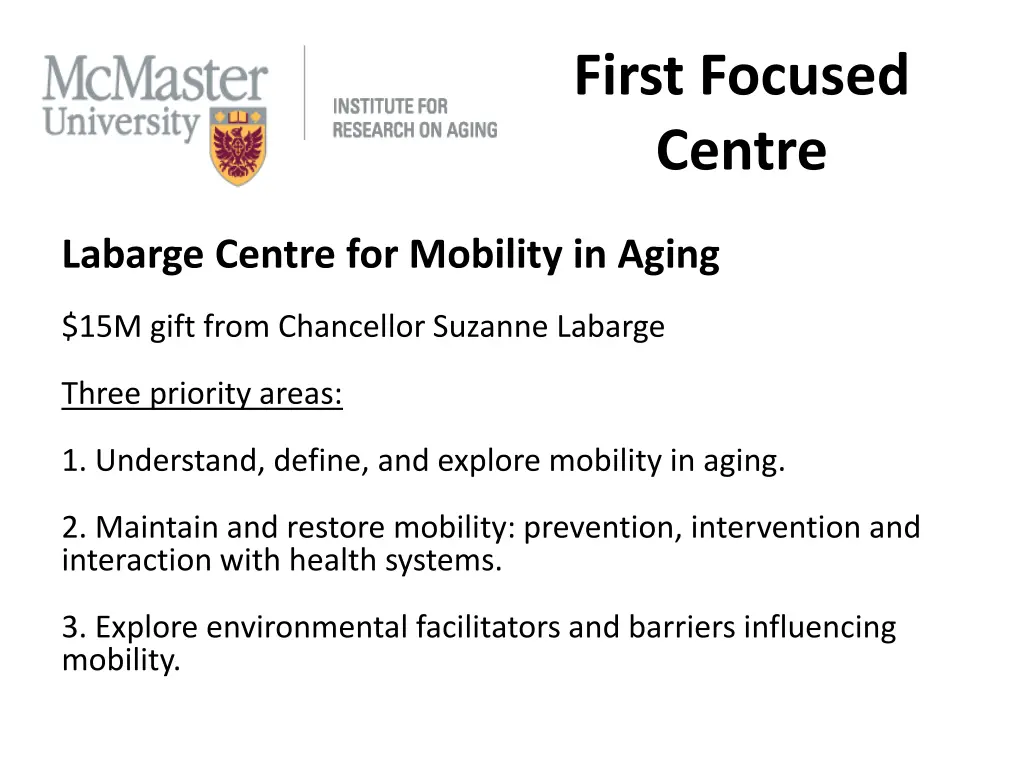 first focused centre