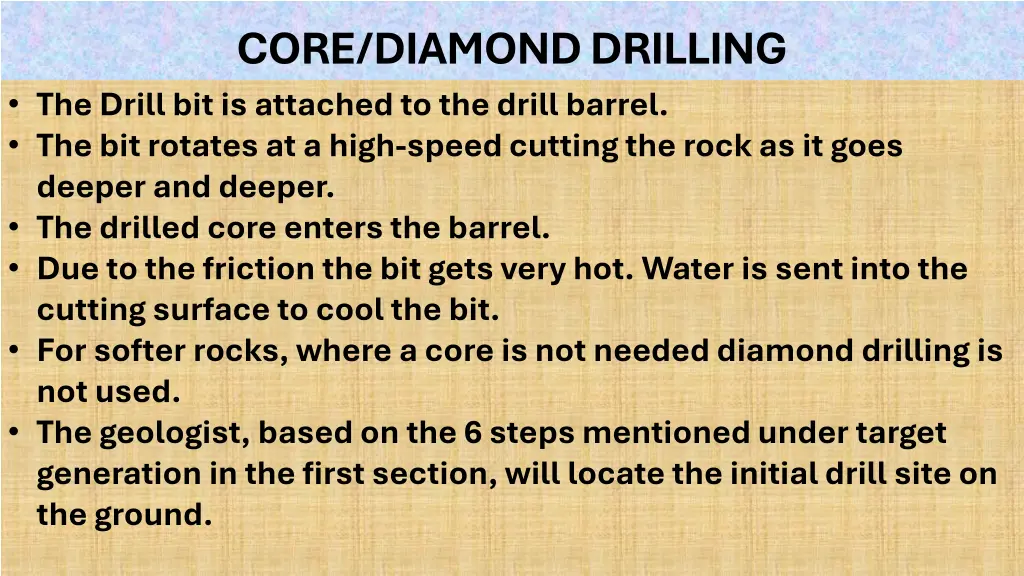 core diamond drilling the drill bit is attached