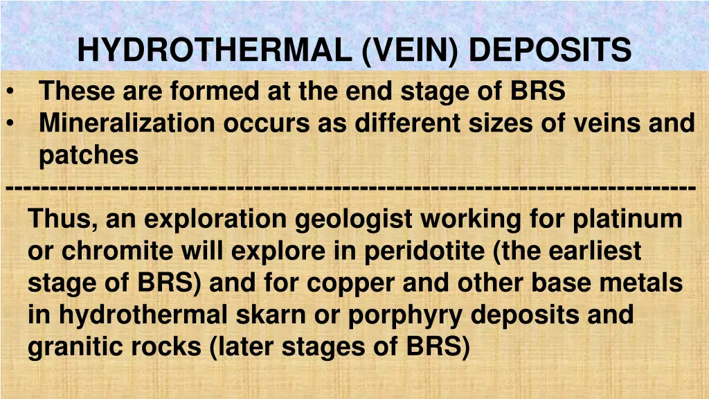 hydrothermal vein deposits these are formed