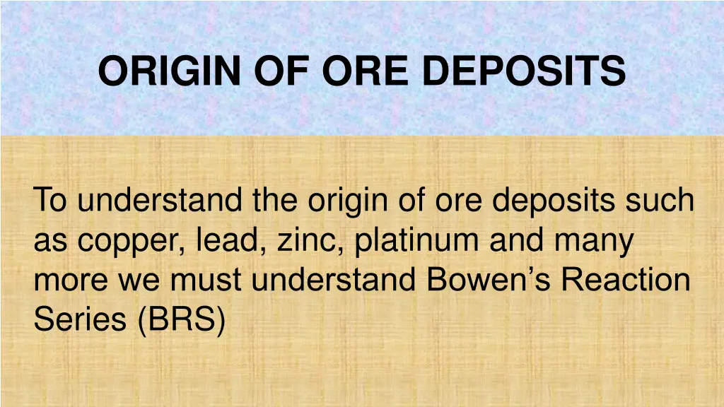 origin of ore deposits
