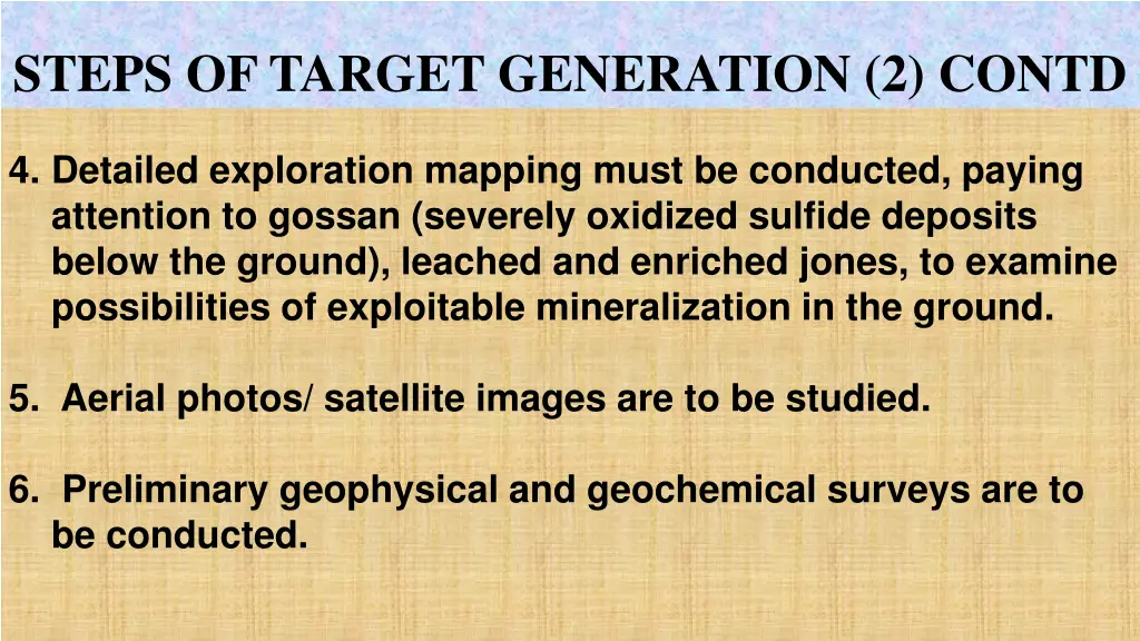 steps of target generation 2 contd