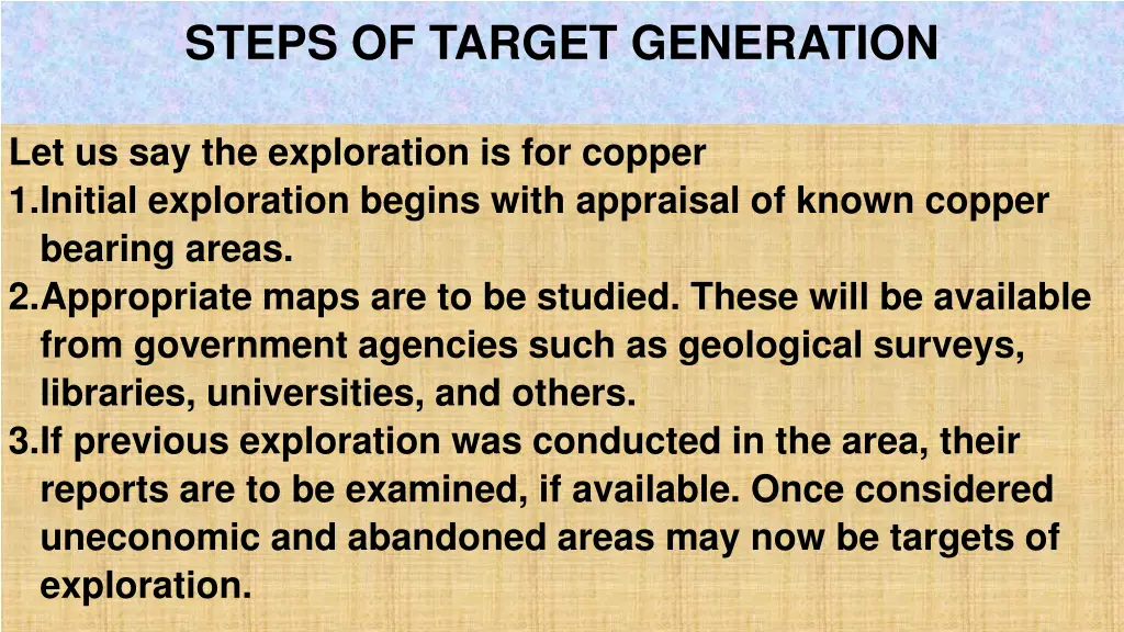 steps of target generation