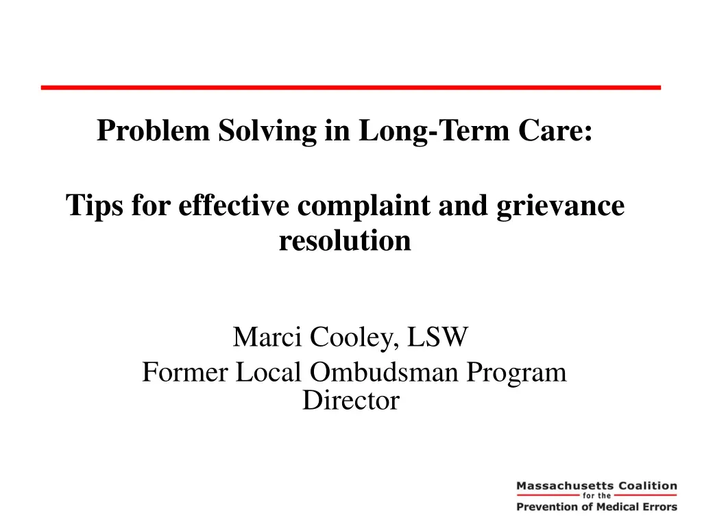 problem solving in long term care