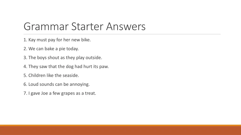 grammar starter answers