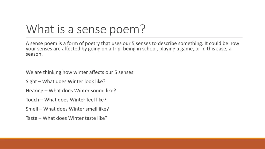 what is a sense poem
