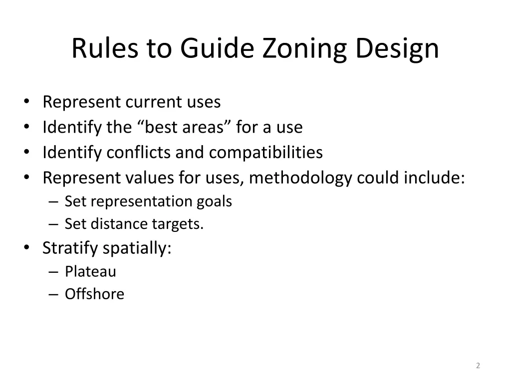 rules to guide zoning design