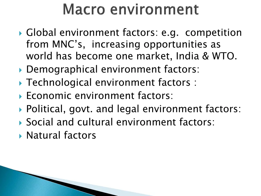 global environment factors e g competition from
