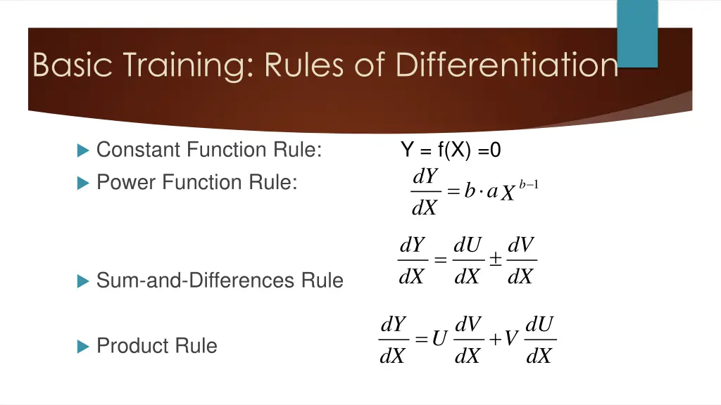 basic training rules of differentiation