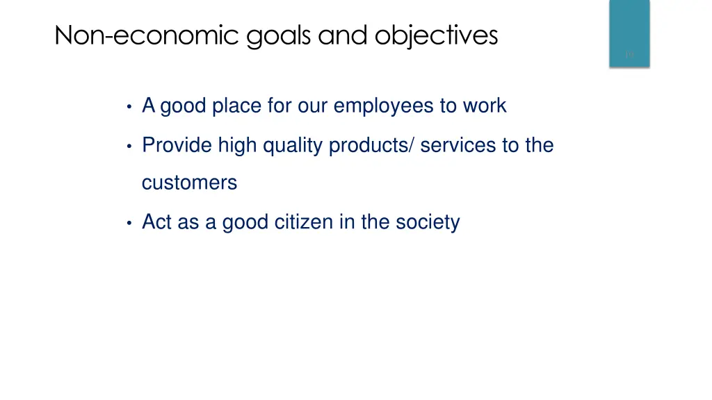 non economic goals and objectives