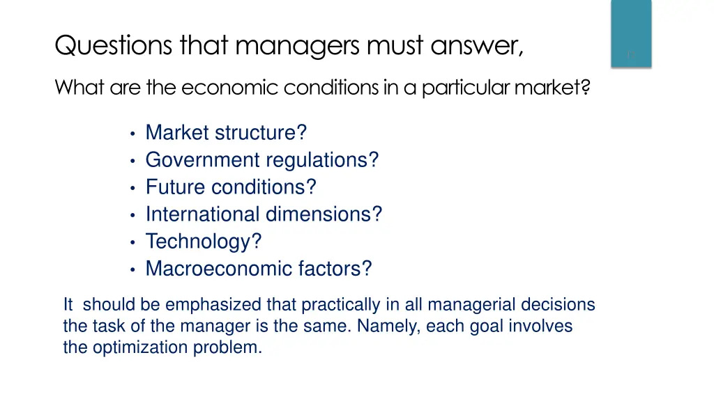 questions that managers must answer