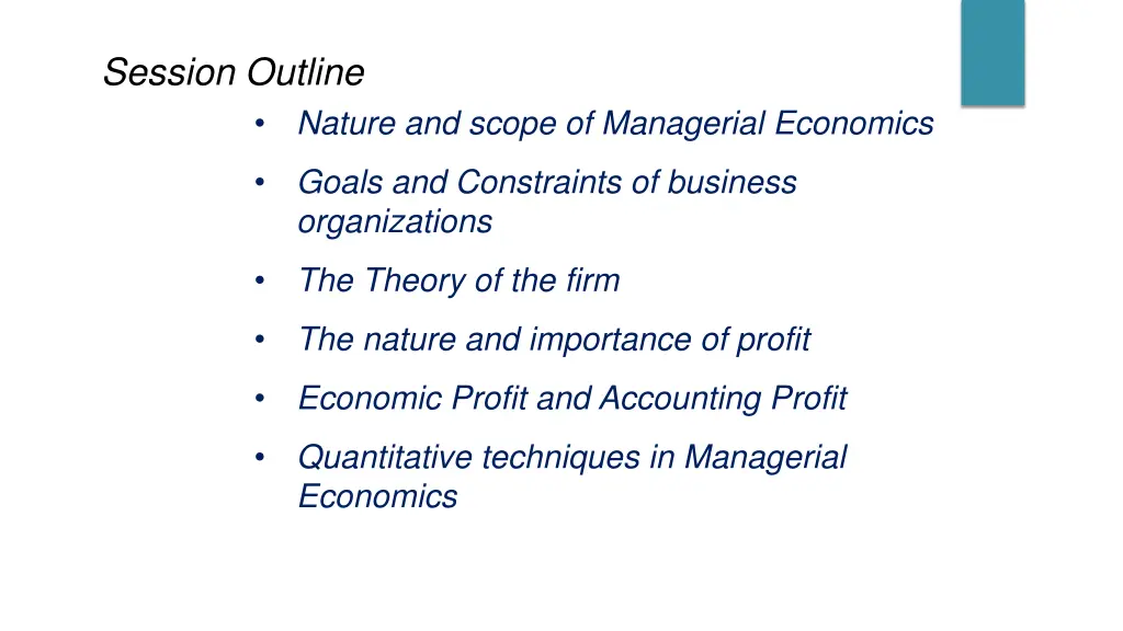session outline