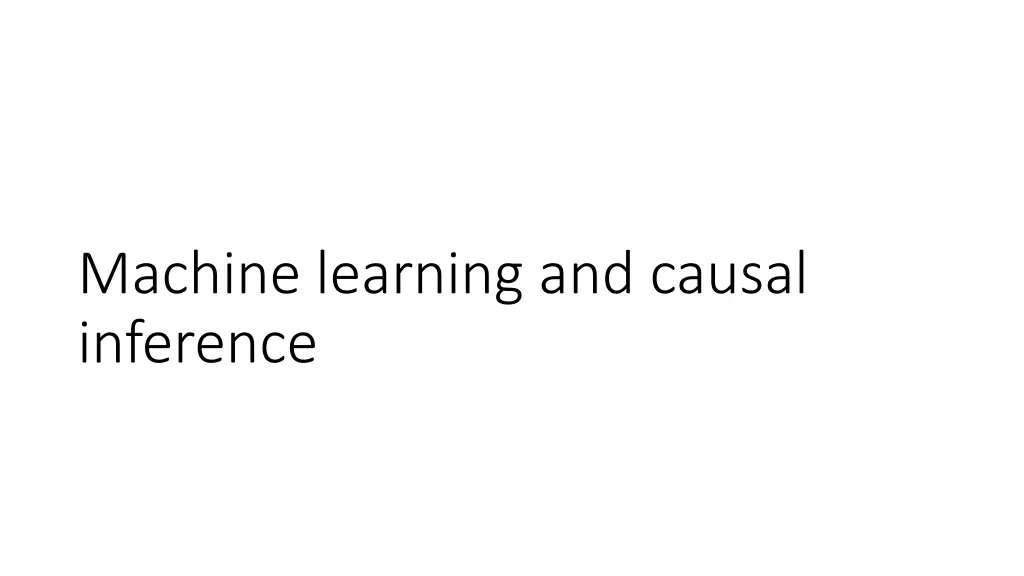 machine learning and causal inference