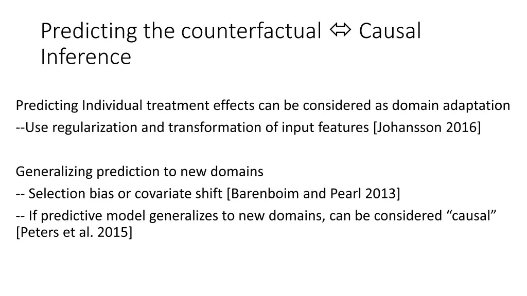 predicting the counterfactual causal inference