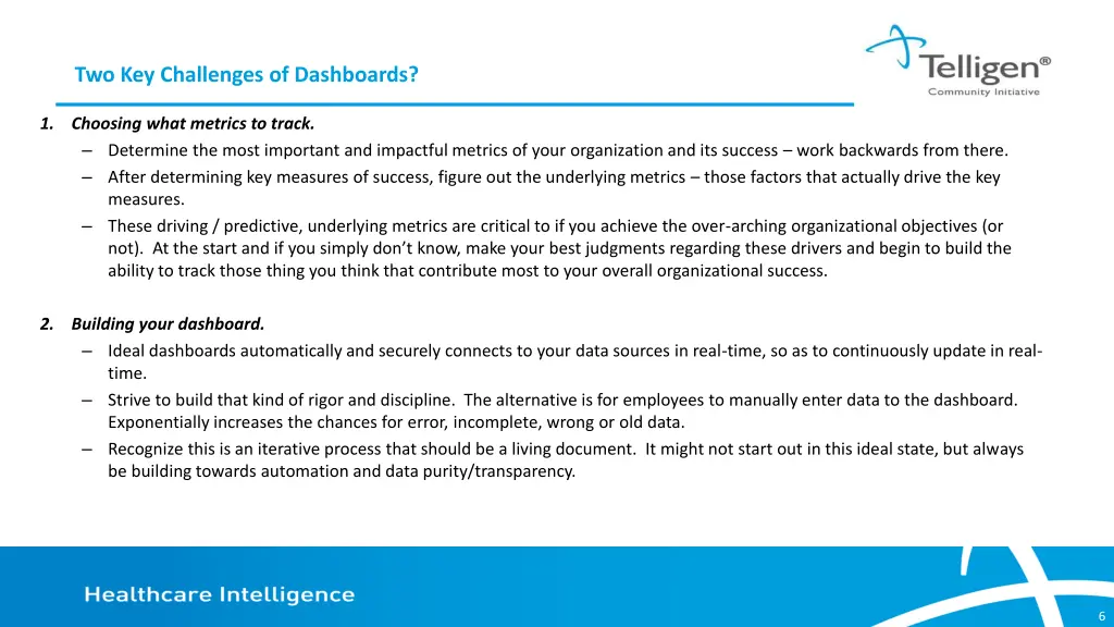two key challenges of dashboards