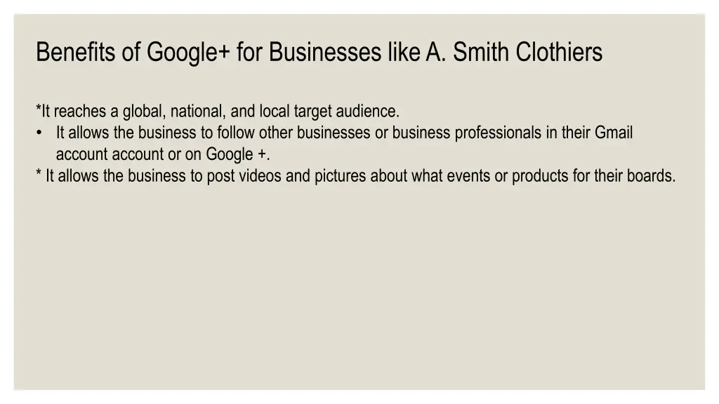 benefits of google for businesses like a smith