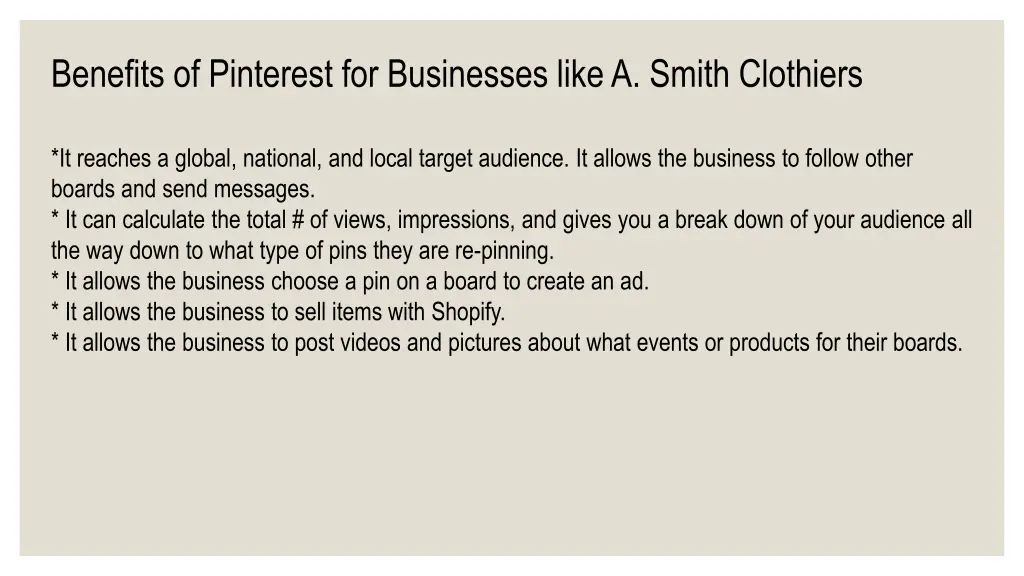 benefits of pinterest for businesses like a smith
