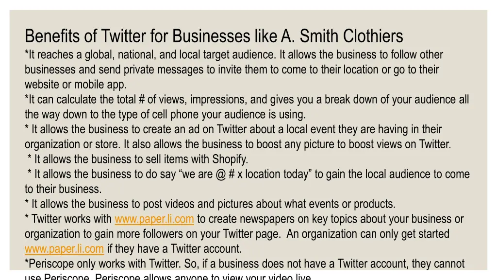 benefits of twitter for businesses like a smith