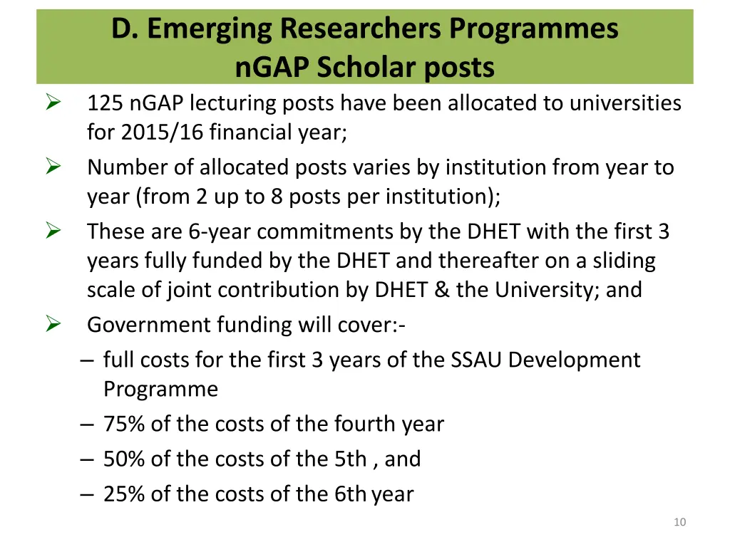 d emerging researchers programmes ngap scholar