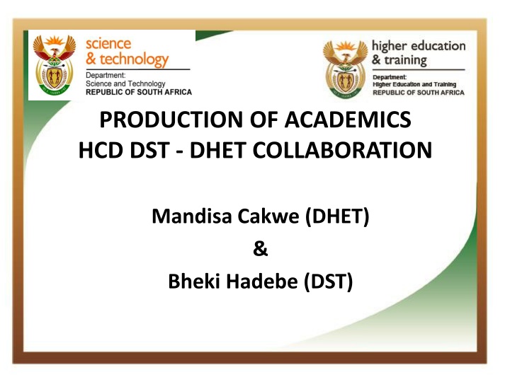 production of academics hcd dst dhet collaboration