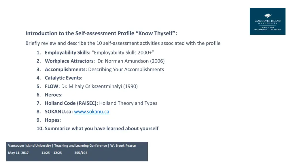 introduction to the self assessment profile know