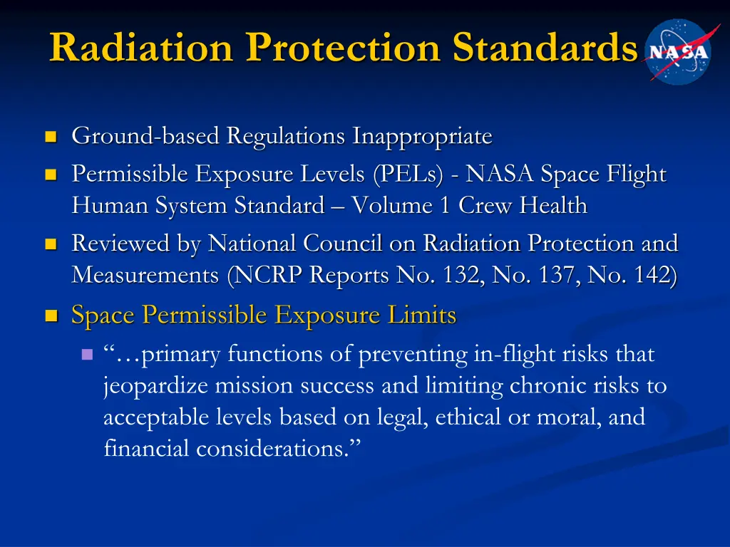 radiation protection standards
