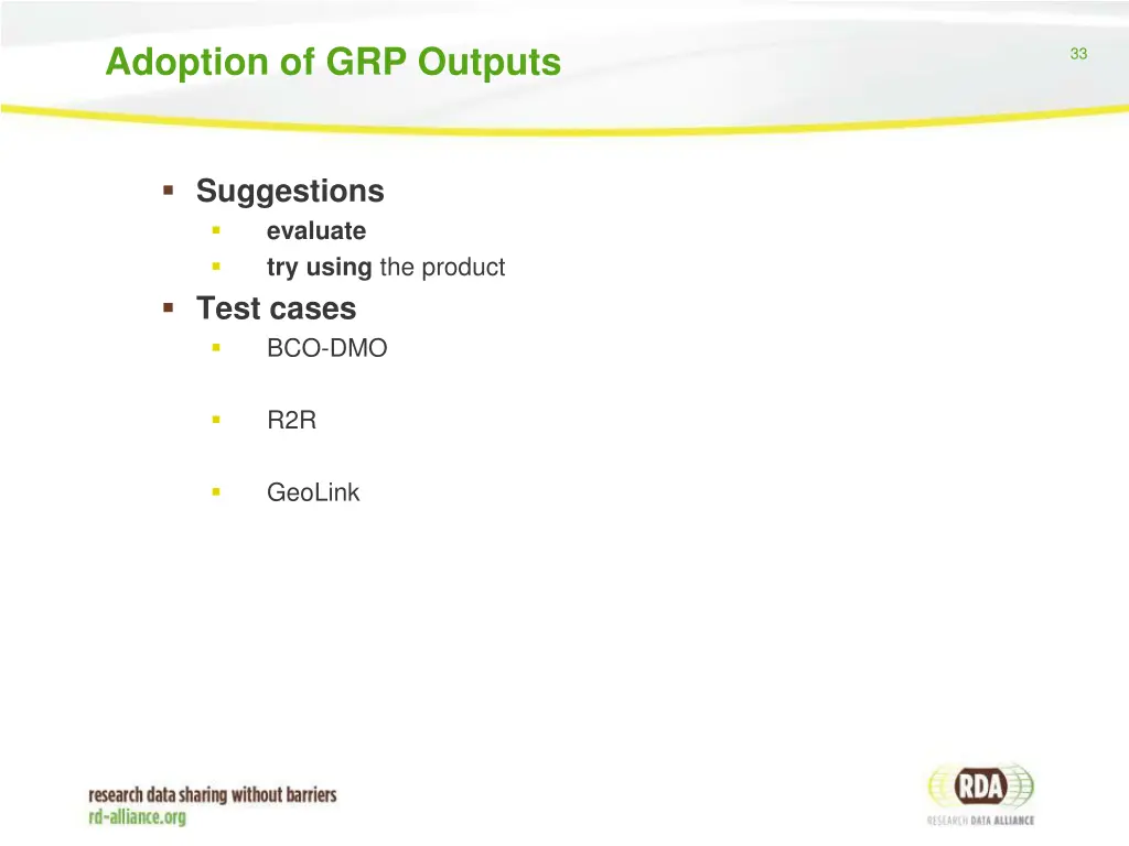 adoption of grp outputs
