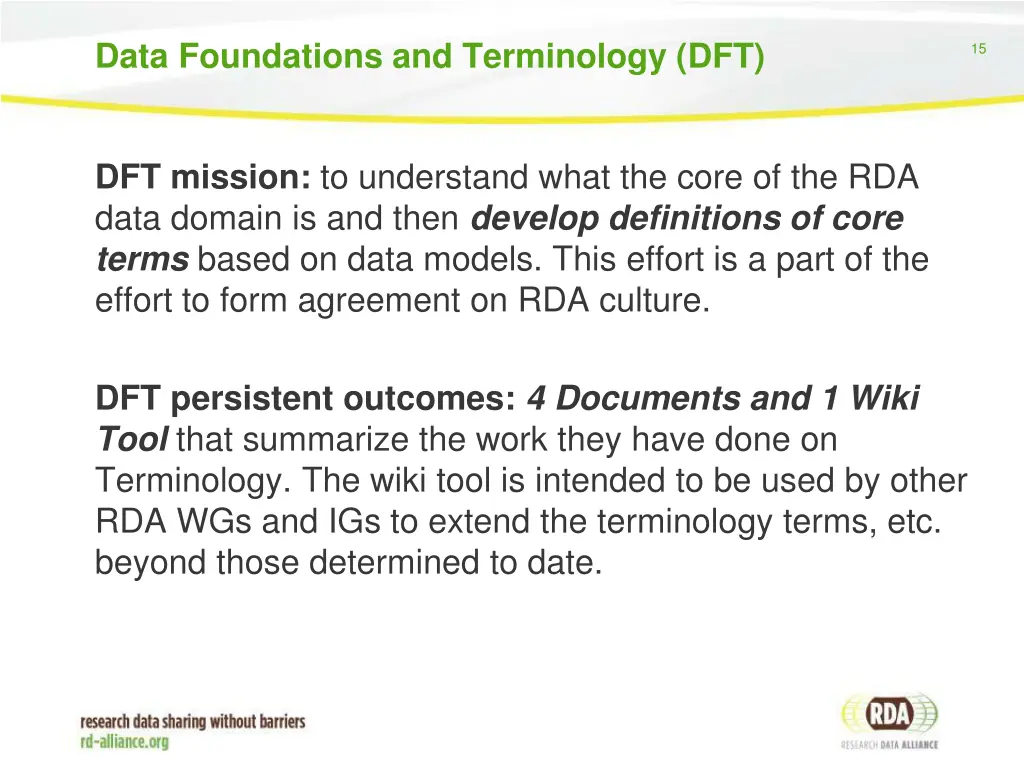 data foundations and terminology dft
