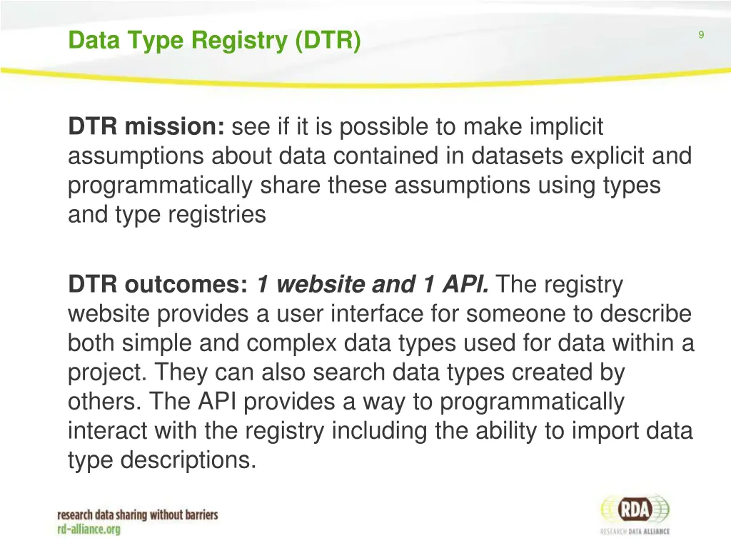 data type registry dtr