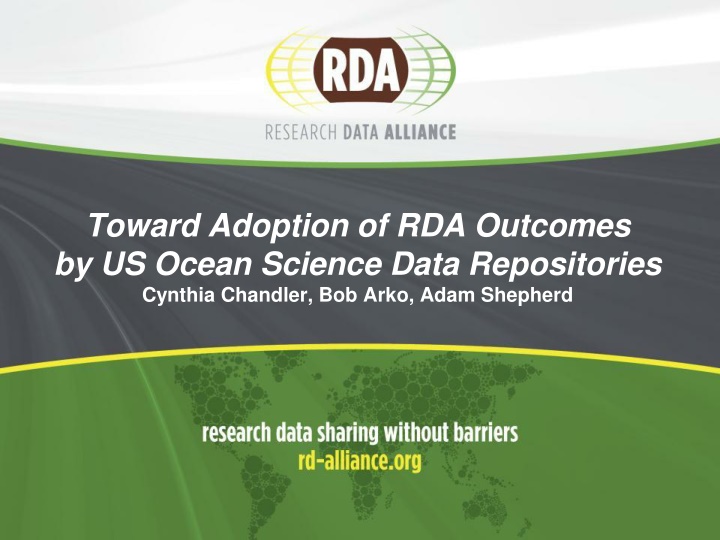 toward adoption of rda outcomes by us ocean