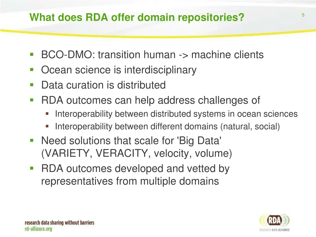 what does rda offer domain repositories
