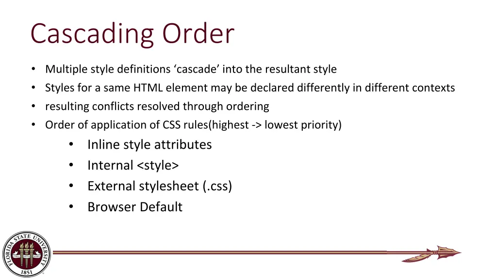 cascading order