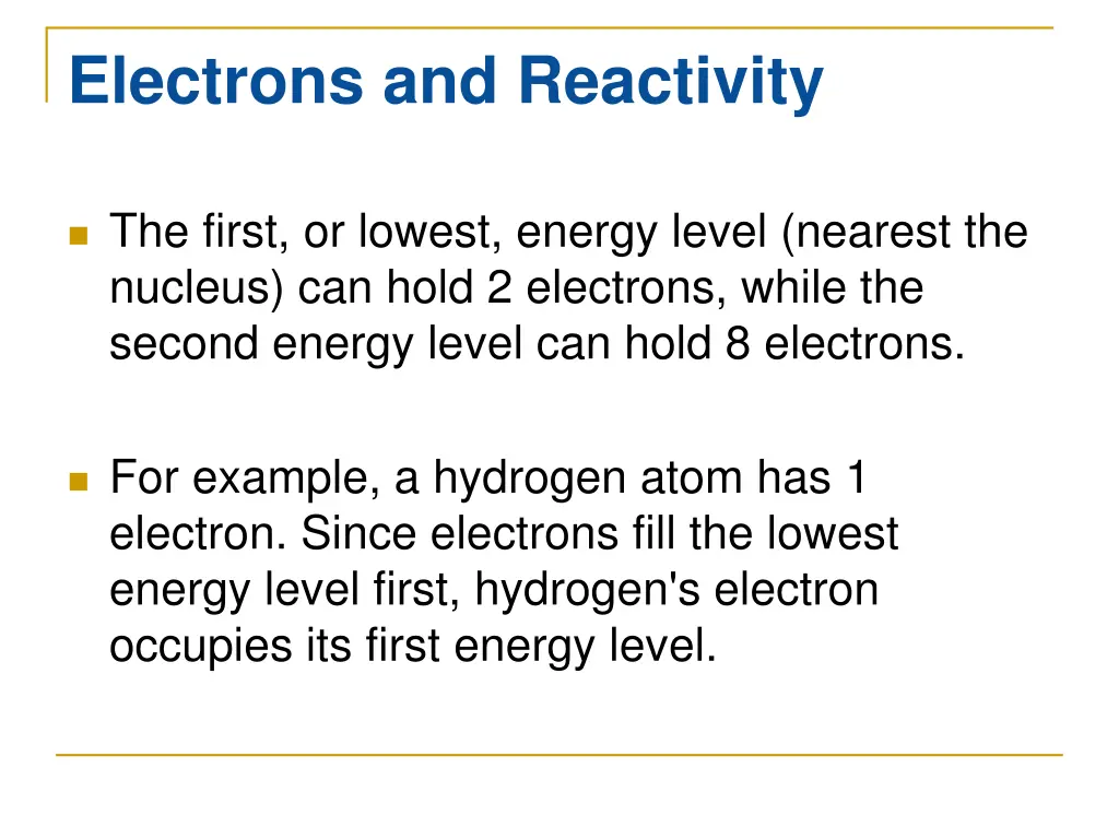 electrons and reactivity