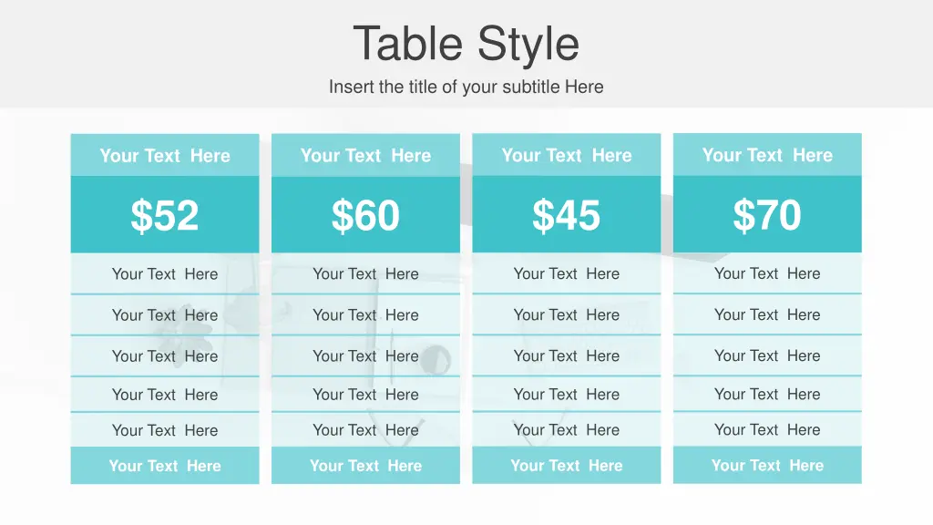 table style insert the title of your subtitle here 1