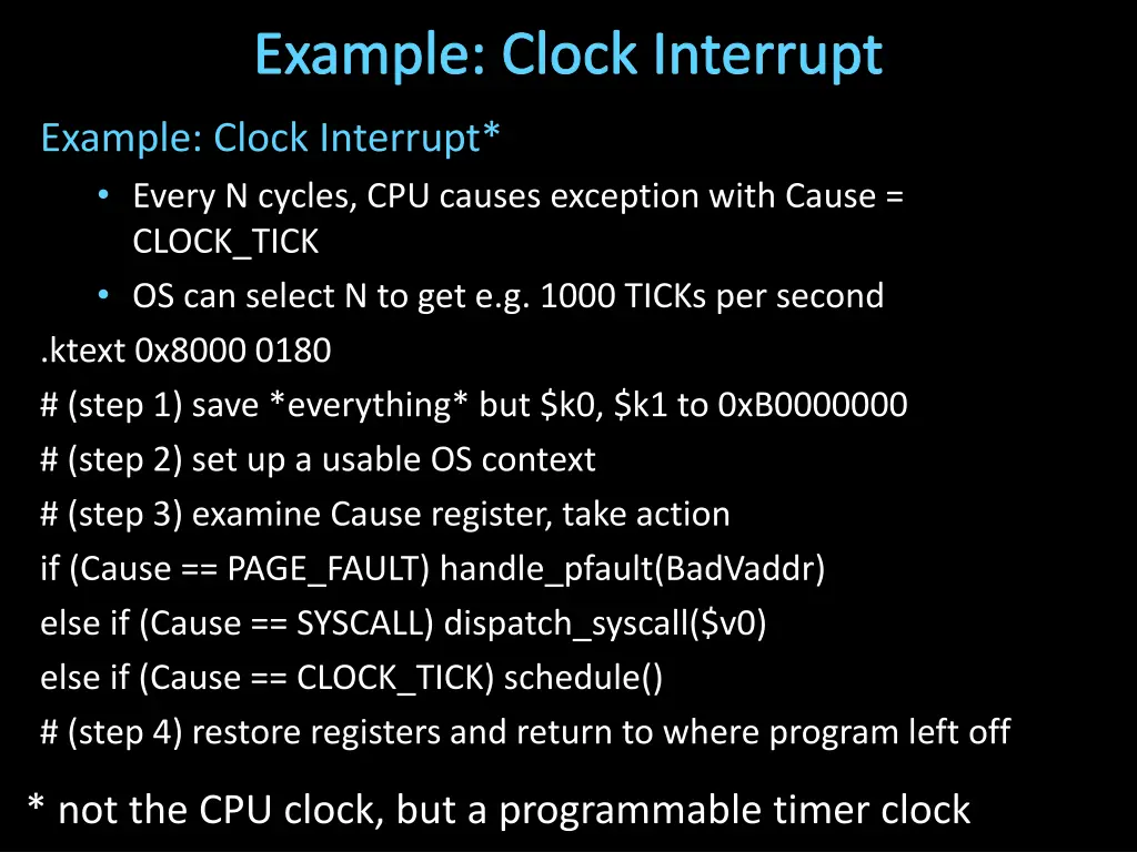 example clock interrupt