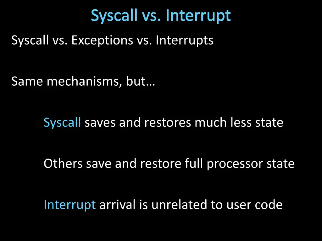 syscall vs interrupt