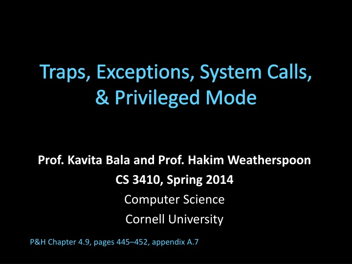 traps exceptions system calls privileged mode