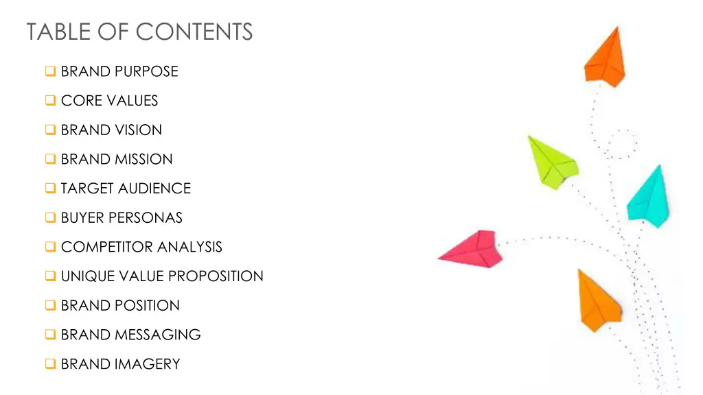 table of contents