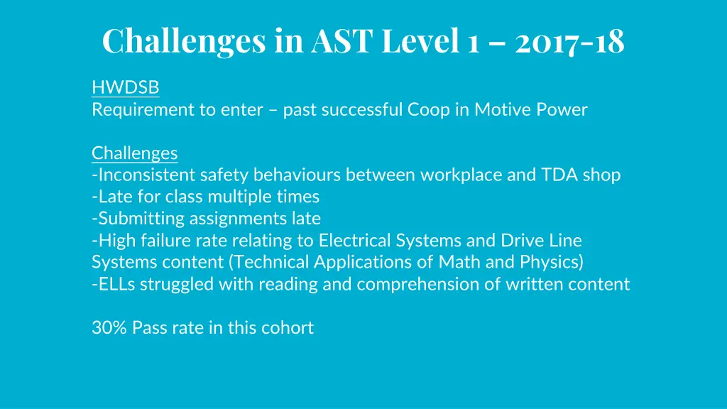 challenges in ast level 1 2017 18