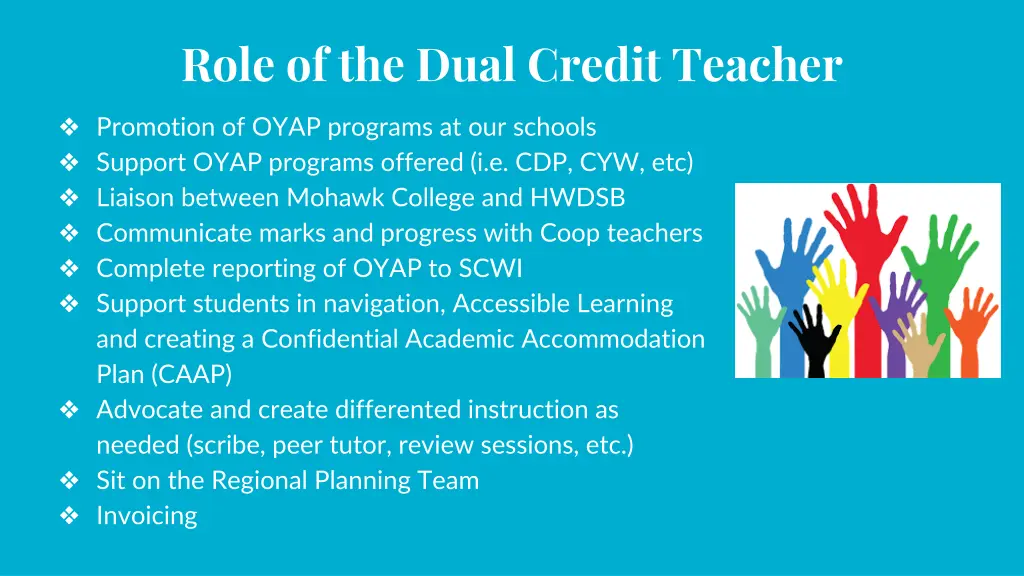 role of the dual credit teacher