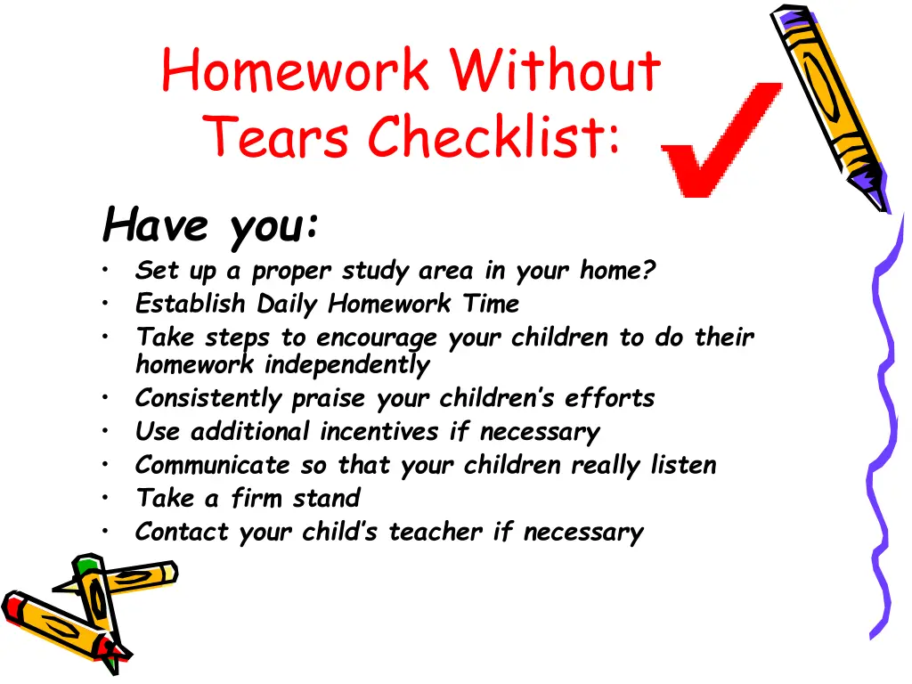 homework without tears checklist have