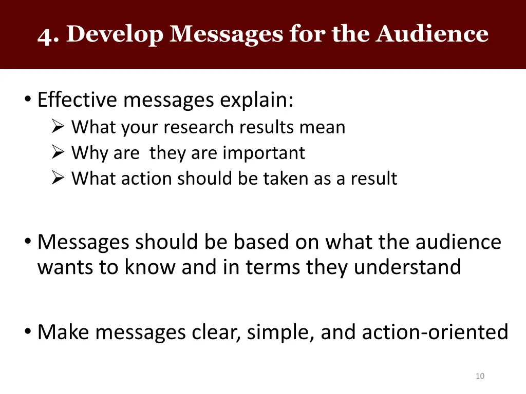 4 develop messages for the audience