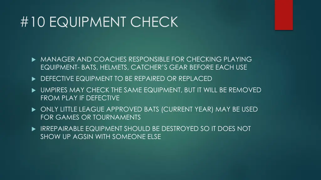 10 equipment check