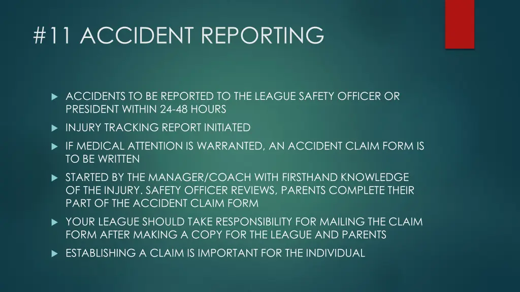 11 accident reporting