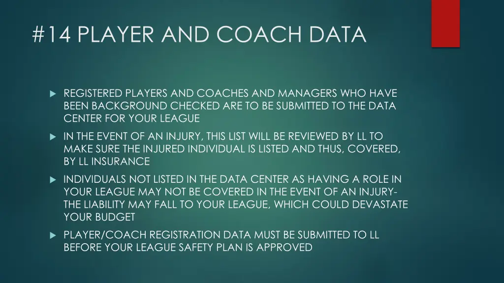 14 player and coach data
